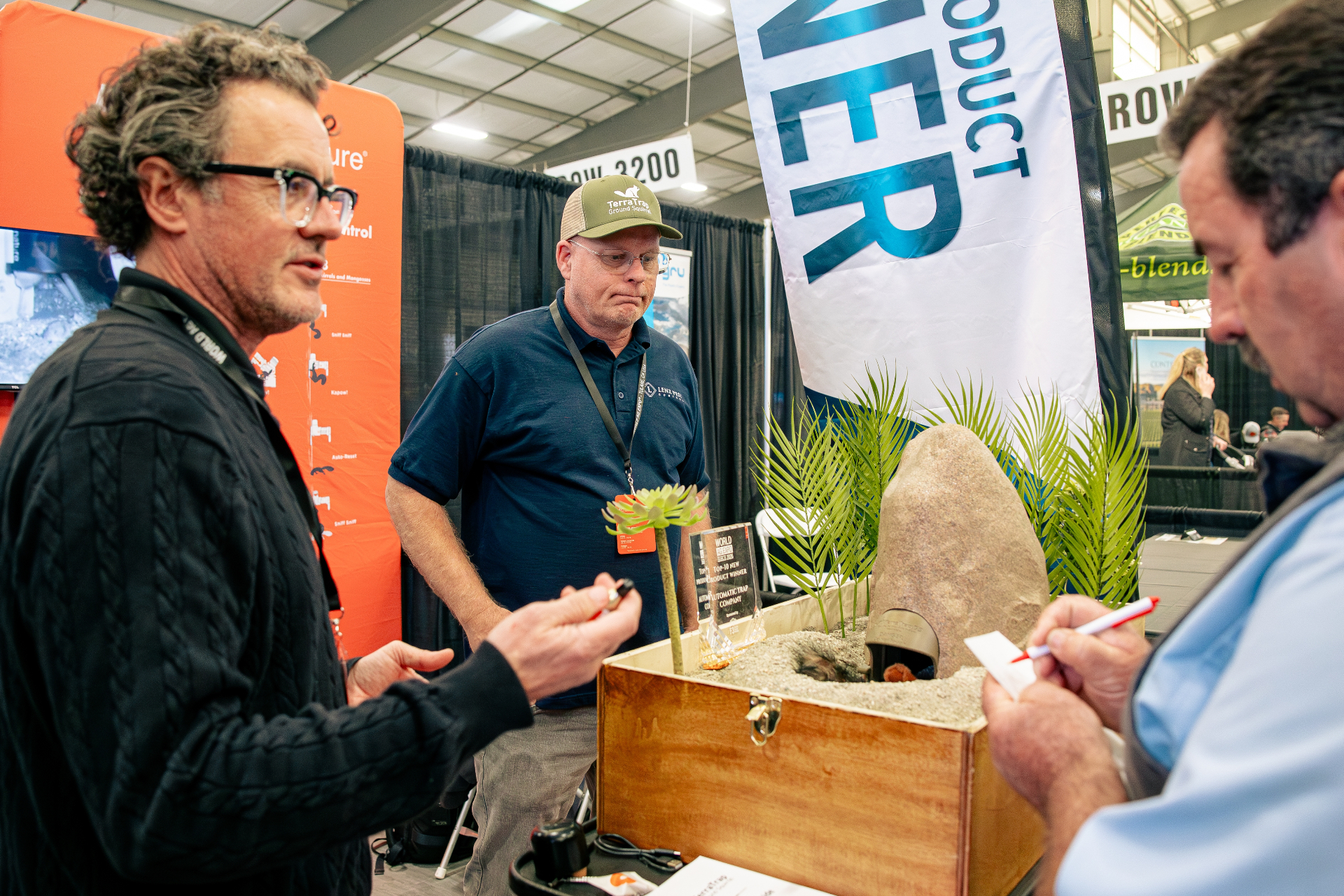 TerraTrap booth at World Ag Expo 2026 with the Top-10 New Product award display